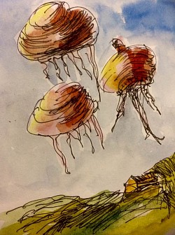 cartoon illustration picture nik scott alien invasion jellyfish